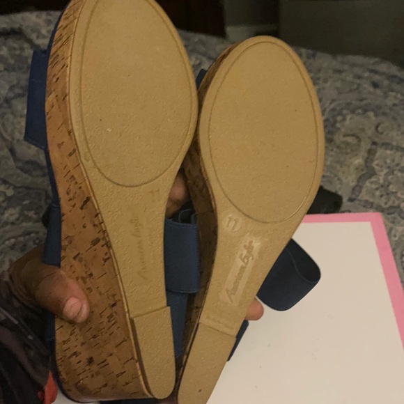 Blue wedges sandals peep toe size 11 - Picture 1 of 2